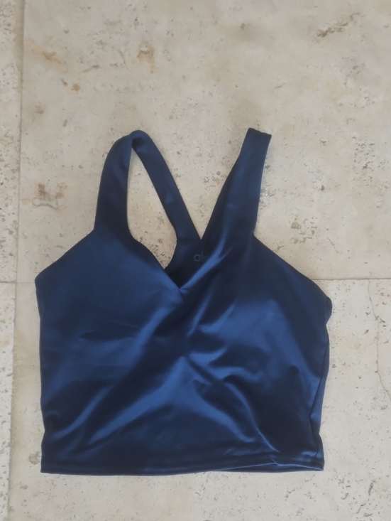 ALO Yoga Other - Navy Satin V-Neck Tank Top Bra - Women Tops